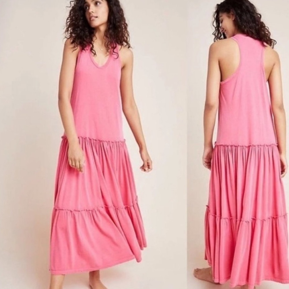 Sundry tiered pink tank prairie maxi dress
